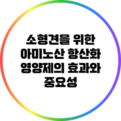 소형견을 위한 아미노산 항산화 영양제의 효과와 중요성