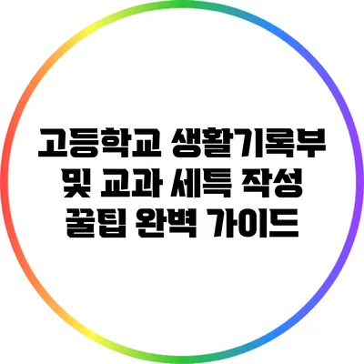고등학교 생활기록부 및 교과 세특 작성 꿀팁 완벽 가이드