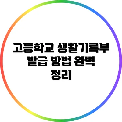 고등학교 생활기록부 발급 방법 완벽 정리