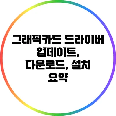 그래픽카드 드라이버 업데이트, 다운로드, 설치 요약