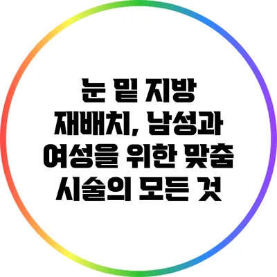 눈 밑 지방 재배치, 남성과 여성을 위한 맞춤 시술의 모든 것