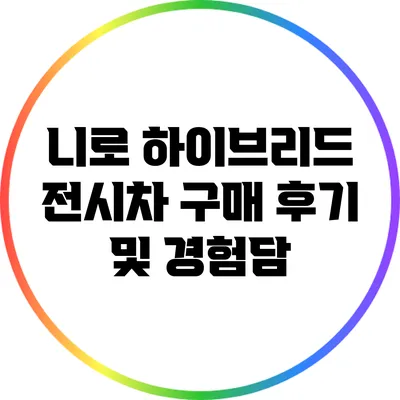 니로 하이브리드 전시차 구매 후기 및 경험담