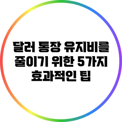 달러 통장 유지비를 줄이기 위한 5가지 효과적인 팁