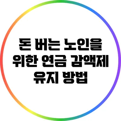 돈 버는 노인을 위한 연금 감액제 유지 방법