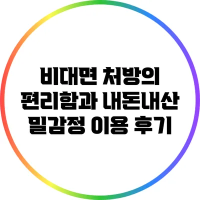 비대면 처방의 편리함과 내돈내산 밀감정 이용 후기