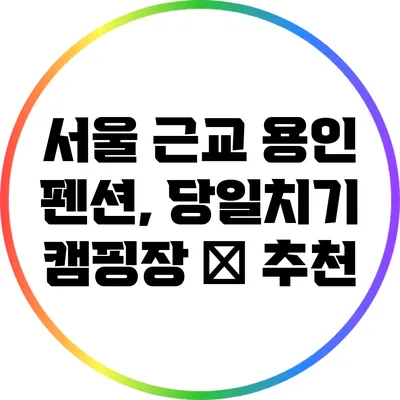 서울 근교 용인 펜션, 당일치기 캠핑장 積 추천