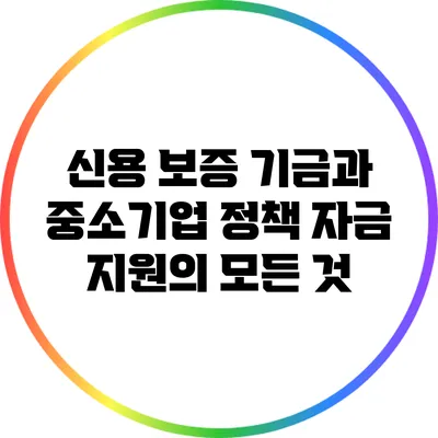신용 보증 기금과 중소기업 정책 자금 지원의 모든 것