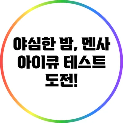 야심한 밤, 멘사 아이큐 테스트 도전!