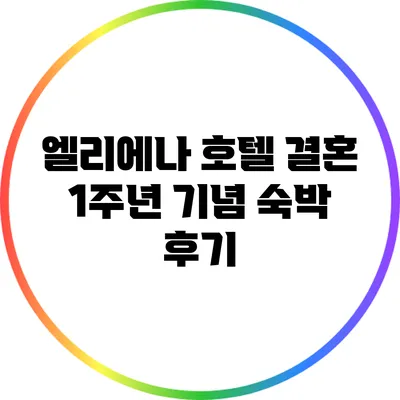 엘리에나 호텔 결혼 1주년 기념 숙박 후기