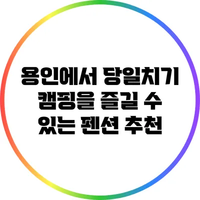 용인에서 당일치기 캠핑을 즐길 수 있는 펜션 추천