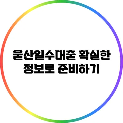 울산일수대출: 확실한 정보로 준비하기