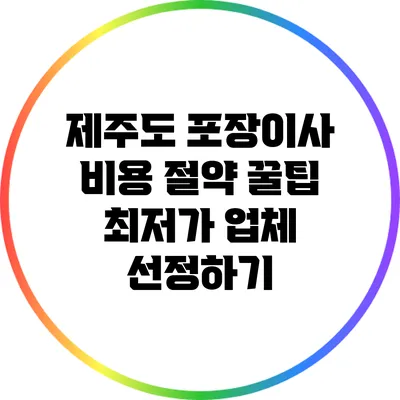 제주도 포장이사 비용 절약 꿀팁: 최저가 업체 선정하기