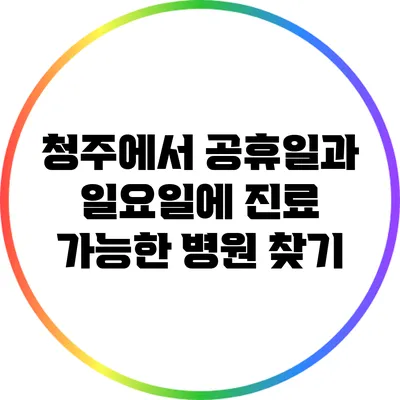 청주에서 공휴일과 일요일에 진료 가능한 병원 찾기