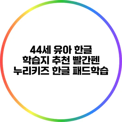 44세 유아 한글 학습지 추천: 빨간펜 누리키즈 한글 패드학습