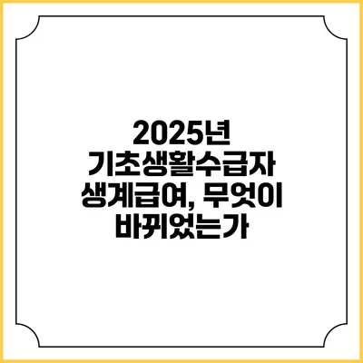 2025년 기초생활수급자 생계급여, 무엇이 바뀌었는가?