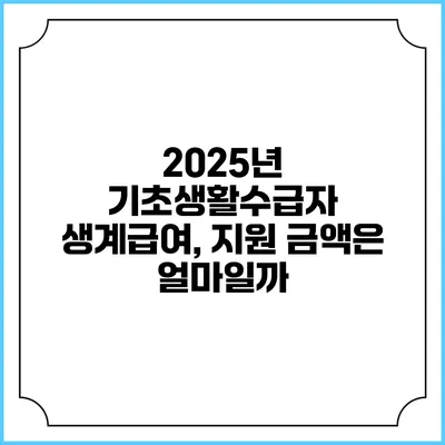 2025년 기초생활수급자 생계급여, 지원 금액은 얼마일까?