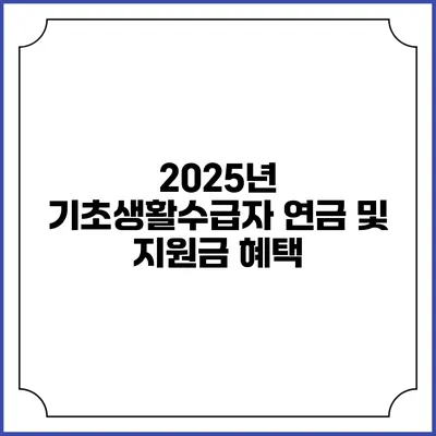 2025년 기초생활수급자 연금 및 지원금 혜택