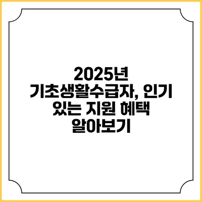 2025년 기초생활수급자, 인기 있는 지원 혜택 알아보기