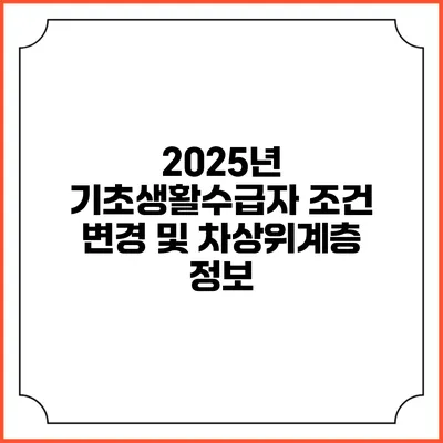 2025년 기초생활수급자 조건 변경 및 차상위계층 정보