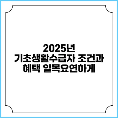 2025년 기초생활수급자 조건과 혜택 일목요연하게