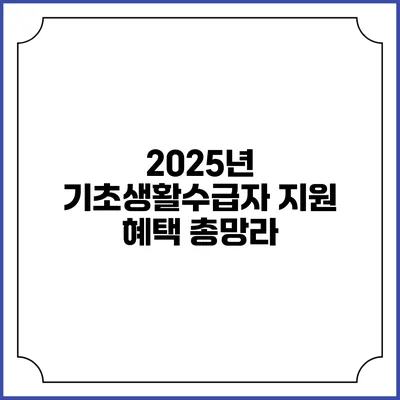 2025년 기초생활수급자 지원 혜택 총망라