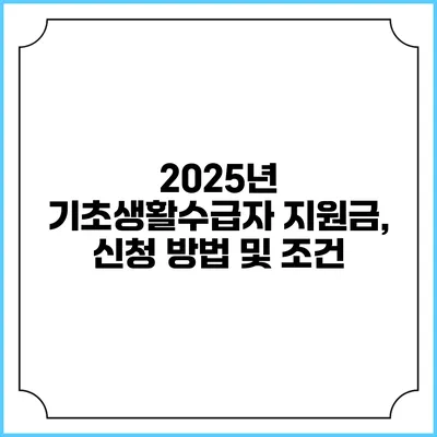 2025년 기초생활수급자 지원금, 신청 방법 및 조건