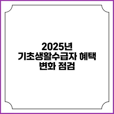 2025년 기초생활수급자 혜택 변화 점검
