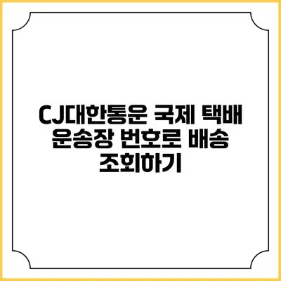CJ대한통운 국제 택배 운송장 번호로 배송 조회하기
