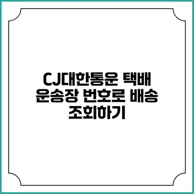 CJ대한통운 택배 운송장 번호로 배송 조회하기