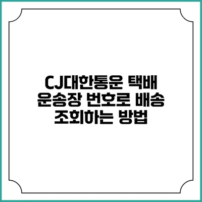 CJ대한통운 택배 운송장 번호로 배송 조회하는 방법