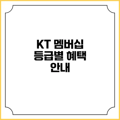 KT 멤버십 등급별 혜택 안내