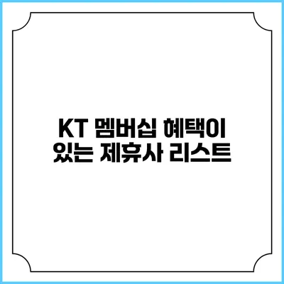 KT 멤버십 혜택이 있는 제휴사 리스트