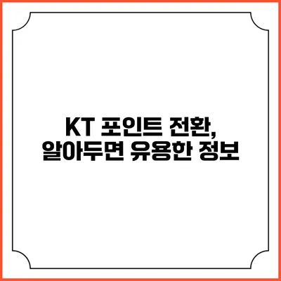 KT 포인트 전환, 알아두면 유용한 정보