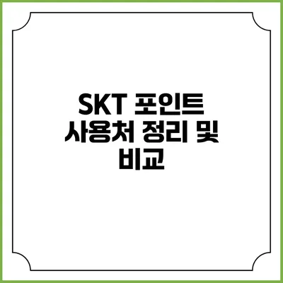 SKT 포인트 사용처 정리 및 비교