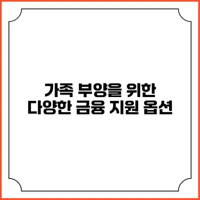 가족 부양을 위한 다양한 금융 지원 옵션