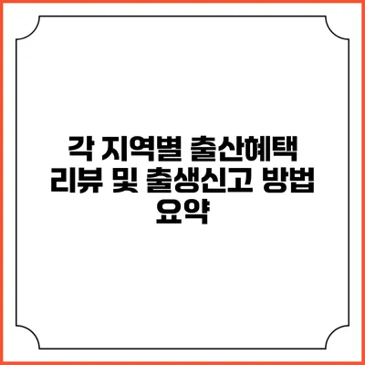 각 지역별 출산혜택 리뷰 및 출생신고 방법 요약