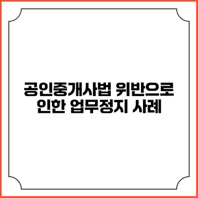 공인중개사법 위반으로 인한 업무정지 사례