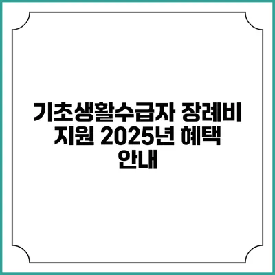기초생활수급자 장례비 지원 2025년 혜택 안내