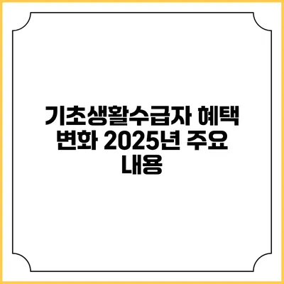 기초생활수급자 혜택 변화 2025년 주요 내용