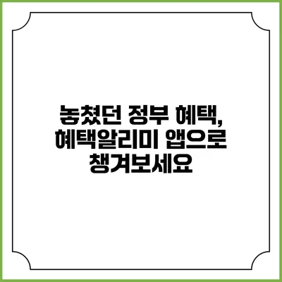놓쳤던 정부 혜택, 혜택알리미 앱으로 챙겨보세요