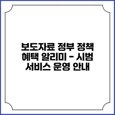 보도자료 정부 정책 혜택 알리미 - 시범 서비스 운영 안내