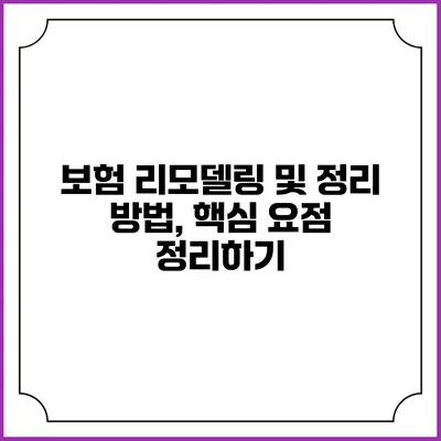 보험 리모델링 및 정리 방법, 핵심 요점 정리하기