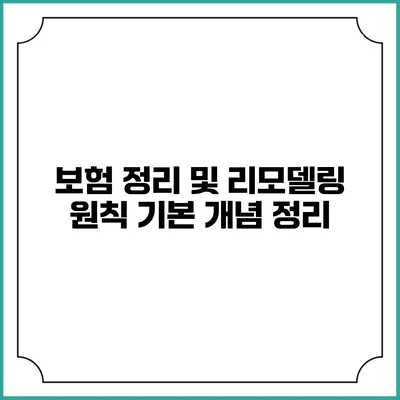 보험 정리 및 리모델링 원칙: 기본 개념 정리
