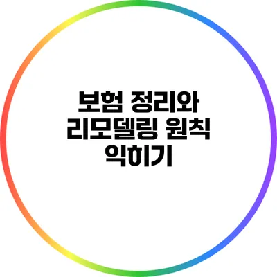 보험 정리와 리모델링 원칙 익히기