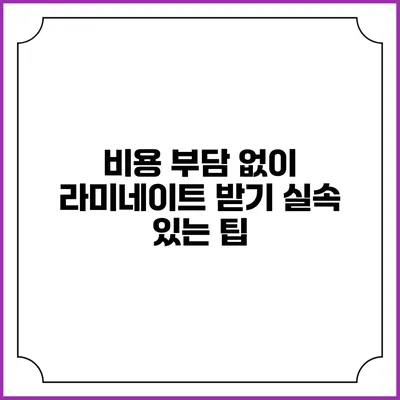 비용 부담 없이 라미네이트 받기: 실속 있는 팁