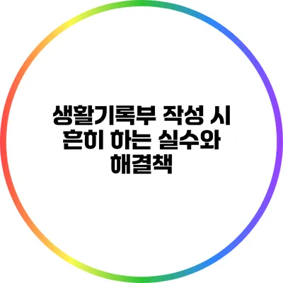생활기록부 작성 시 흔히 하는 실수와 해결책