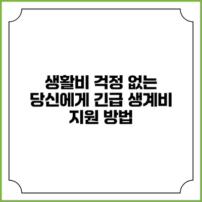 생활비 걱정 없는 당신에게: 긴급 생계비 지원 방법