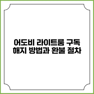 어도비 라이트룸 구독 해지 방법과 환불 절차