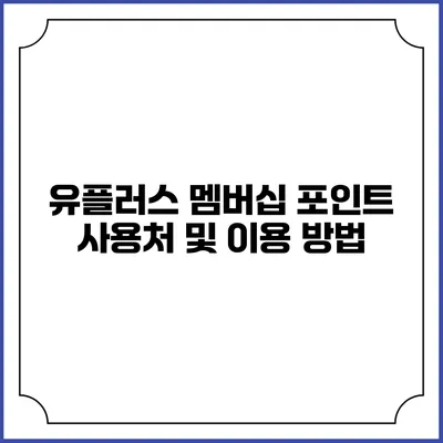 유플러스 멤버십 포인트 사용처 및 이용 방법