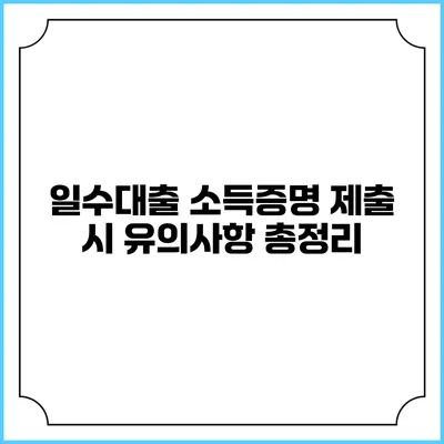 일수대출 소득증명 제출 시 유의사항 총정리